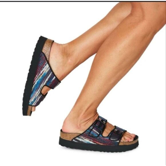 Papillio Multi Color Arizona Double Strap Sandal Size 38 or Womens 7 - Picture 1 of 5